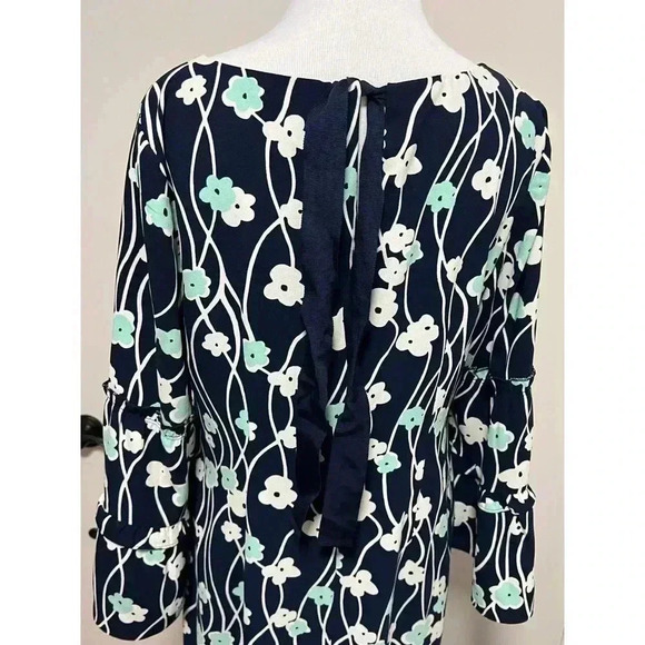 Talbots Navy Floral Print Dress Size 4 - Picture 2 of 7